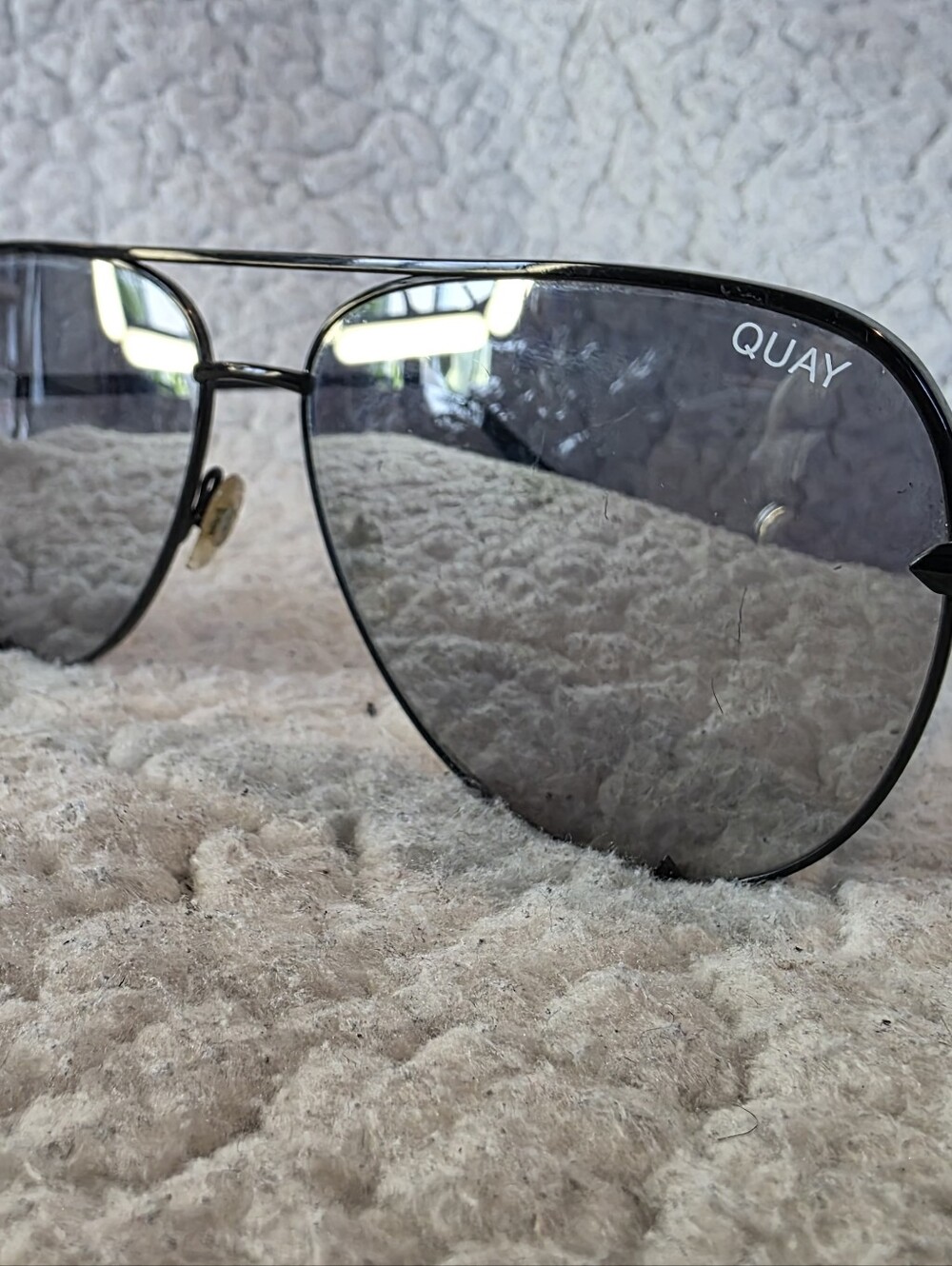 Quay Australia Black Aviator Sunglasses with Smoke Lenses